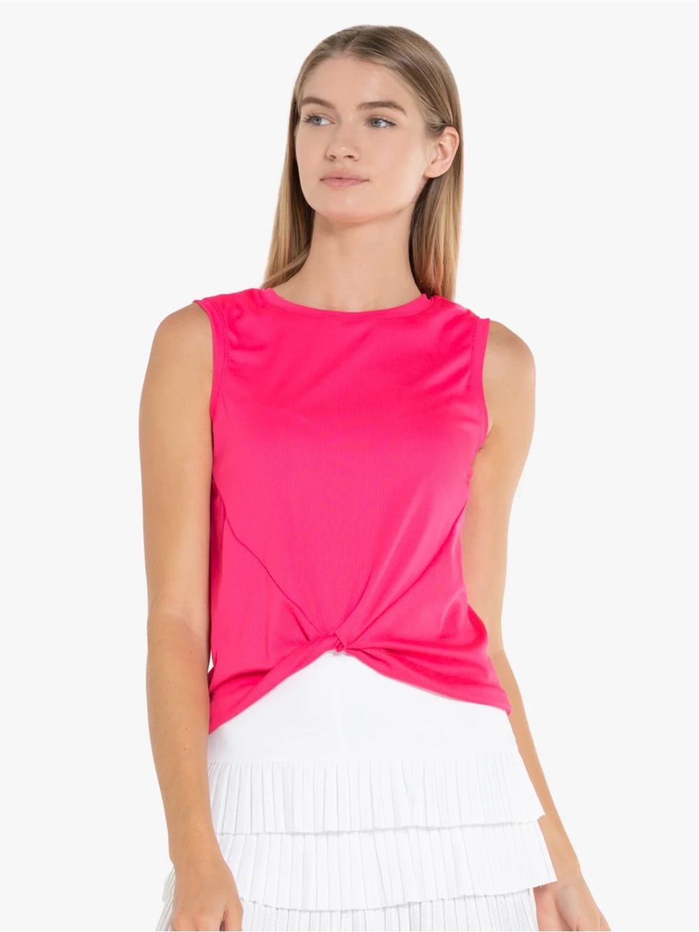 Lucky in Love Hot Pink Twist-Front Sleeveless Tank